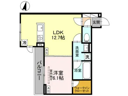 NOBLE RAFFINER北浦和(1LDK/2階)の間取り写真