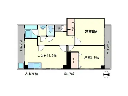 メゾン西川(2LDK/2階)の間取り写真