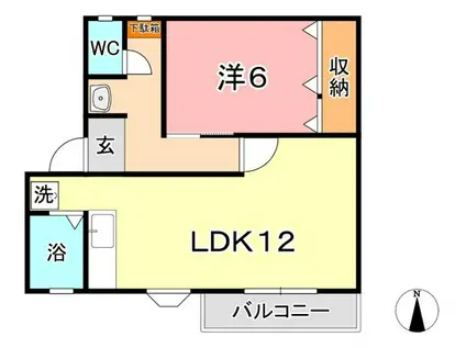 グランアムールもずII(1LDK/2階)の間取り写真