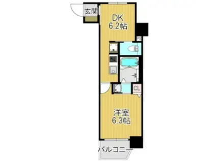 リフレス天王寺国分町(1DK/6階)の間取り写真