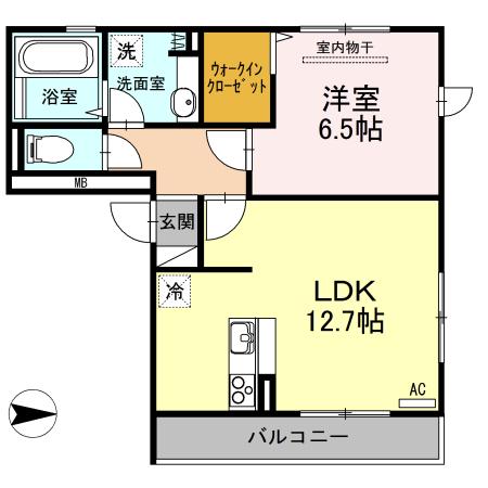 D-ROOM プエルト(1LDK/2階)の間取り写真