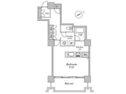六本木ビュータワー(1K/11階)の間取り写真