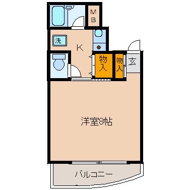 オオトリビル(1K/5階)の間取り写真