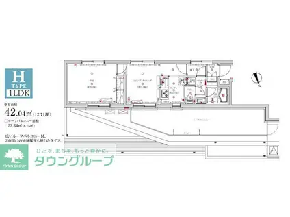 スパシエ大森エセンザ(1LDK/4階)の間取り写真