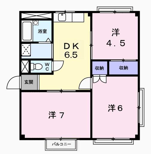 ヴェルディール(3DK/2階)の間取り写真