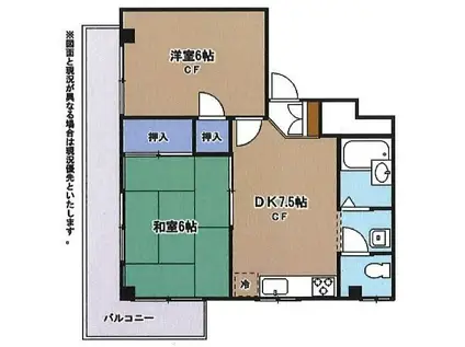 フラット上末吉(2DK/2階)の間取り写真