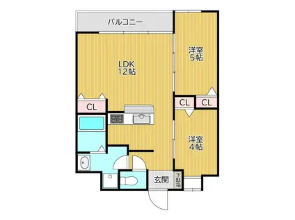 THE GRANDE HILLS(2LDK/6階)の間取り写真