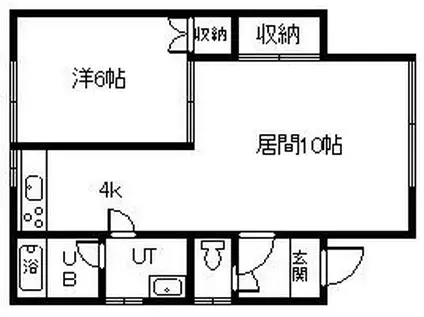 東旭都ハウス(1LDK/2階)の間取り写真