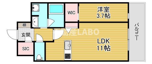 TEAL RESIDENCE BAY(1LDK/7階)の間取り写真