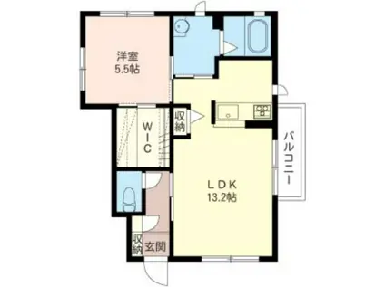 ビューテラスアピアE(1LDK/1階)の間取り写真