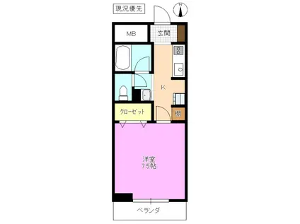 ニセンポストアイル(1K/2階)の間取り写真