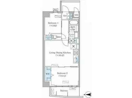 DAIWA GRACE MAISON 亀有(2LDK/5階)の間取り写真