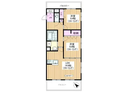 PRIMA CLASSE(2LDK/3階)の間取り写真