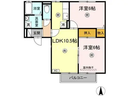 プリムローズA棟(2LDK/1階)の間取り写真