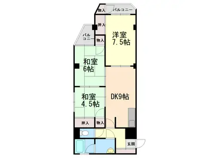 八幡坂ロイヤルマンション(3DK/2階)の間取り写真