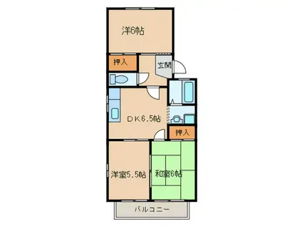 ジョヴィアル(3DK/2階)の間取り写真