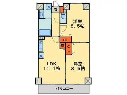 千葉ポートイースト(2LDK/9階)の間取り写真