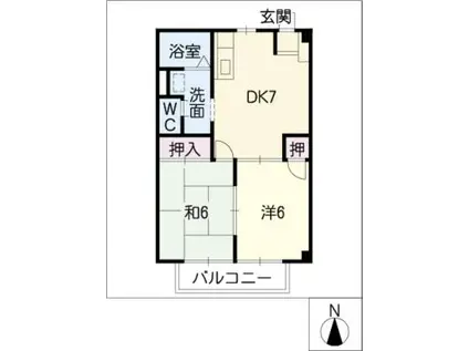 サンハイツ関(2DK/2階)の間取り写真