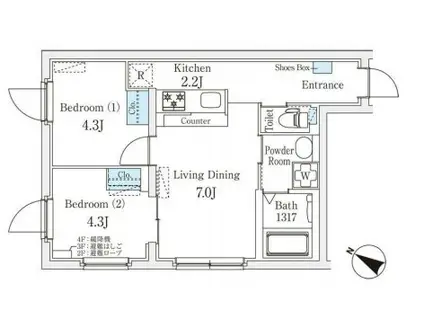 FIKA池袋 旧リビオメゾン池袋(2DK/4階)の間取り写真