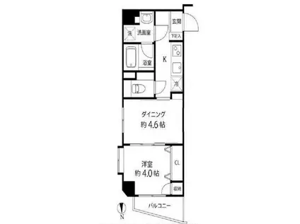 DUOSTAGE白金高輪(1DK/2階)の間取り写真