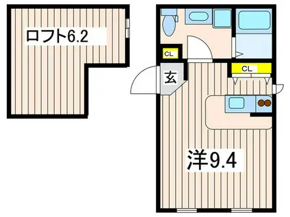 プリマガーデン弐番館(ワンルーム/2階)の間取り写真
