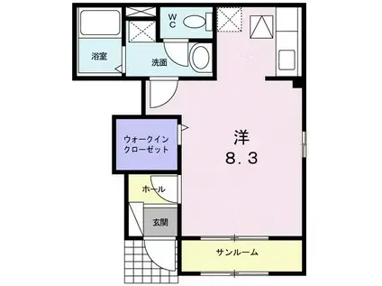 妙高はねうまライン 北新井駅 徒歩3分 2階建 築17年(ワンルーム/1階)の間取り写真