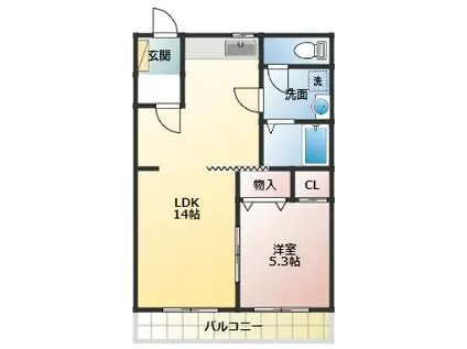 ナミリス・ダイナミックレジデンス(1LDK/2階)の間取り写真