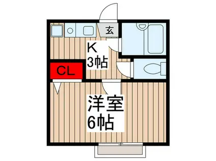 ルナパーク(1K/1階)の間取り写真