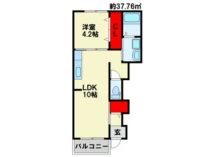 ミニョン(1LDK/1階)の間取り写真