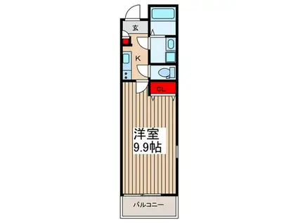 メルクリオ東川口(1K/3階)の間取り写真