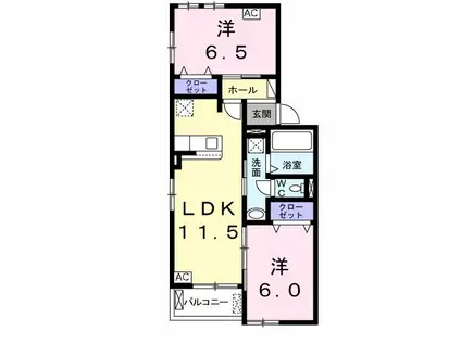 シエル・エトワールII(2LDK/2階)の間取り写真