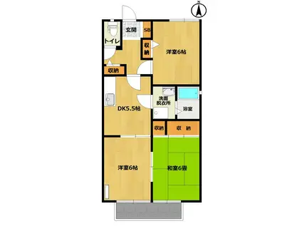 フラワータカセ(3DK/2階)の間取り写真