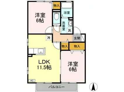 グリーンコートA(2LDK/2階)の間取り写真
