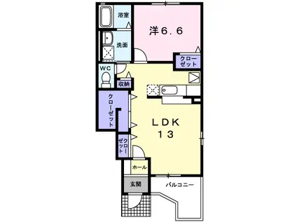 カーサ・エヴァI(1LDK/1階)の間取り写真