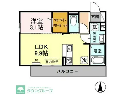 フェリス横浜(1LDK/2階)の間取り写真