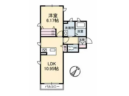 シャーメゾンLIBERTE(1LDK/2階)の間取り写真