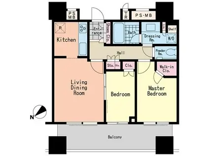パークコート千代田富士見ザ タワー(2LDK/8階)の間取り写真