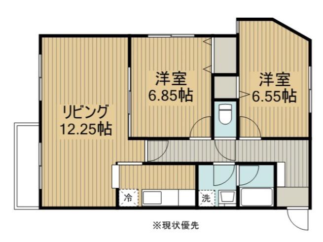 ヴィレッジグリーン住吉(2LDK/3階)の間取り写真
