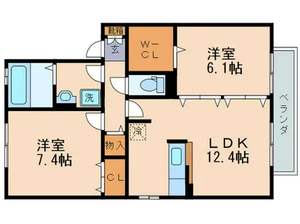 VIA PALAZZO(2LDK/2階)の間取り写真
