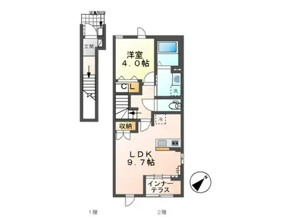川越町大字当新田アパート(1LDK/2階)の間取り写真