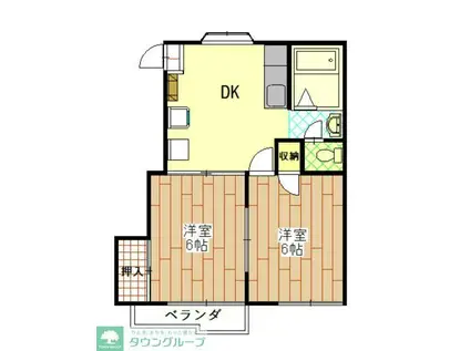 フォーブル谷野(2DK/1階)の間取り写真