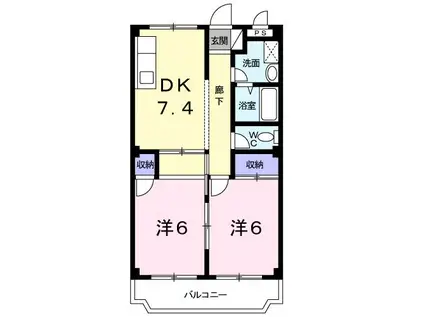 リファイン55壱番館(2DK/1階)の間取り写真