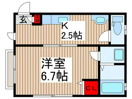 カーサ・ビアンコ(1K/1階)の間取り写真