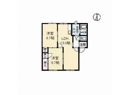 フレグランスみどり A棟(2LDK/1階)の間取り写真