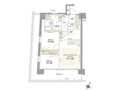 コムレジ赤羽 棟(1LDK/4階)の間取り写真