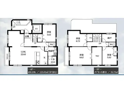 シャッツクヴェレ 4F・5F(4SLDK/4階)の間取り写真