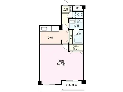 三和平城グランドパレス(1K/4階)の間取り写真