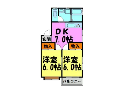 サンハイツ(2DK/2階)の間取り写真