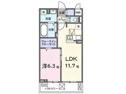 ブランノワレ(1LDK/1階)の間取り写真