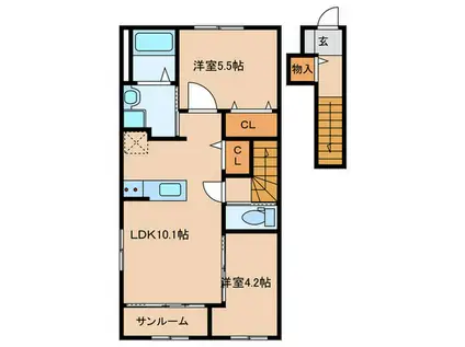 ティーノ フェリーチェ 33(2LDK/2階)の間取り写真